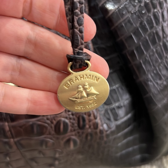 💕 Brahmin crocodile leather purple x large satchel bag nice 💕 - Picture 9 of 15